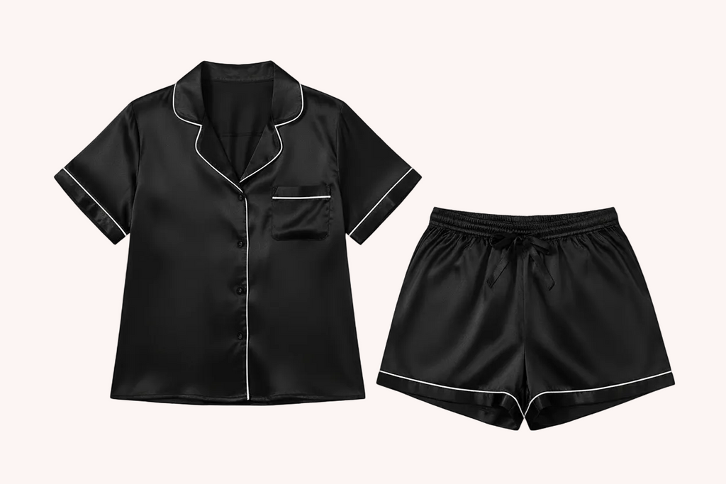 Aura 100% 6A Mulberry Short Sleeve Silk Shorts Set -