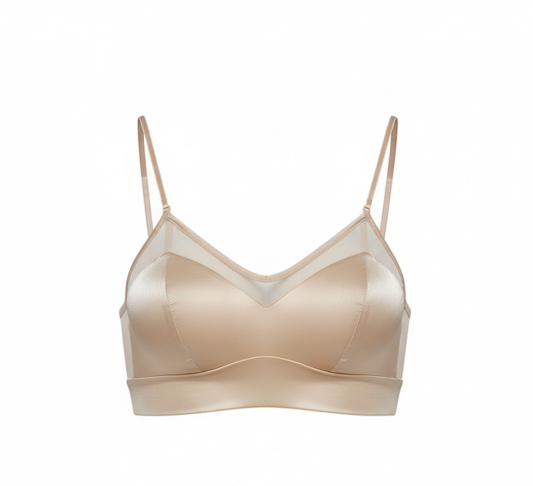 Aura 100% 6A Mulberry Silk Mesh Detail Bralette