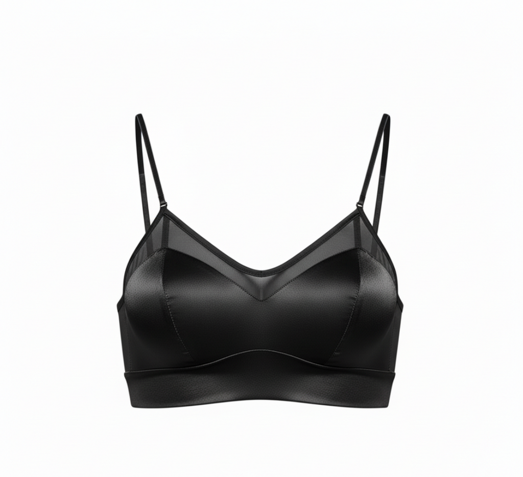 Aura 100% 6A Mulberry Silk Mesh Detail Bralette