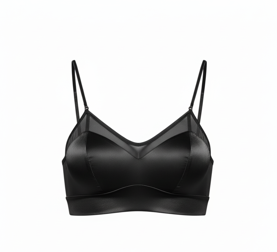 Aura 100% 6A Mulberry Silk Mesh Detail Bralette