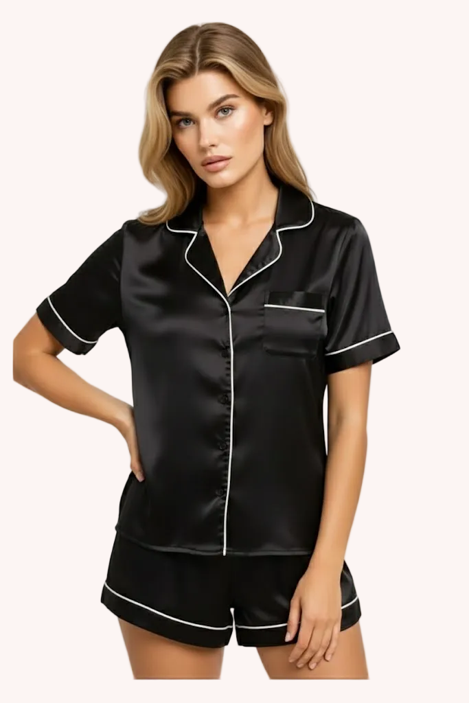 Aura 100% 6A Mulberry Short Sleeve Silk Shorts Set -