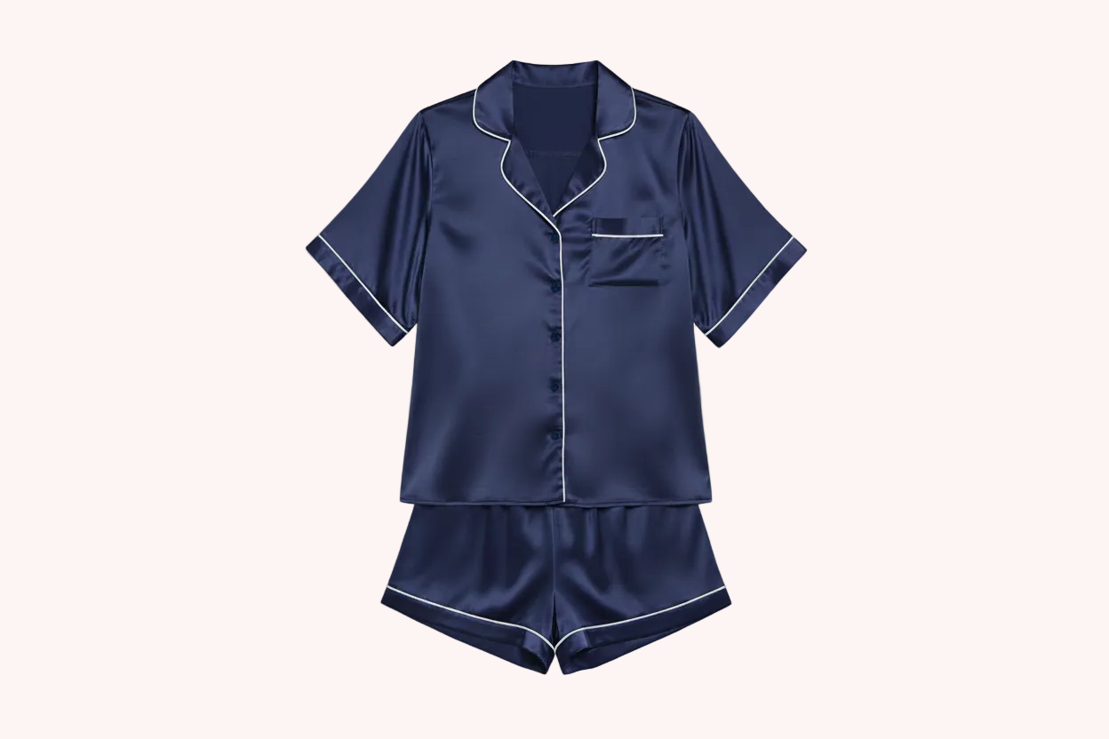 Aura 100% 6A Mulberry Short Sleeve Silk Shorts Set -