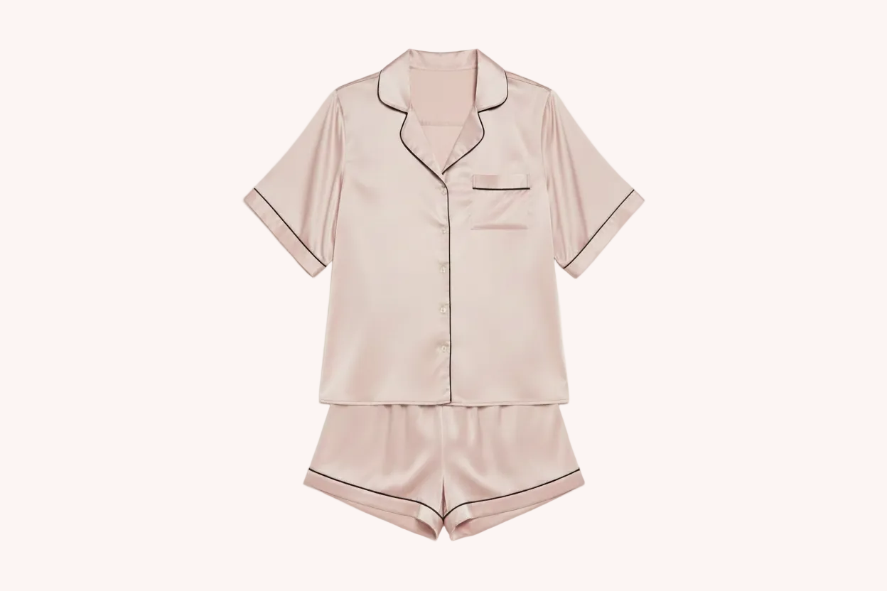 Aura 100% 6A Mulberry Short Sleeve Silk Shorts Set -